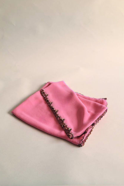 Hand Embroidered Dupatta-Chinh-Pink