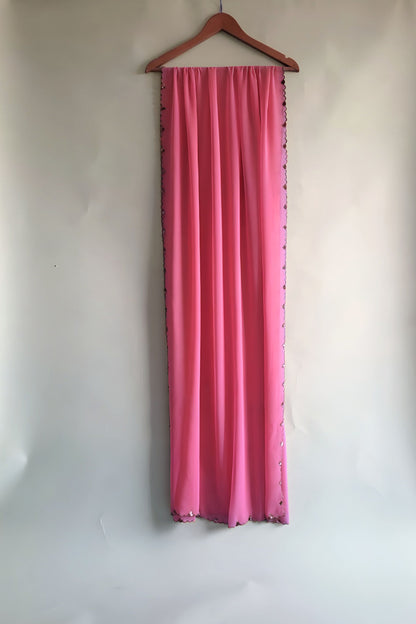 Hand Embroidered Dupatta-Chinh-Pink