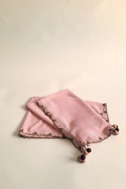 Hand Embroidered Dupatta-Chinh-Peach