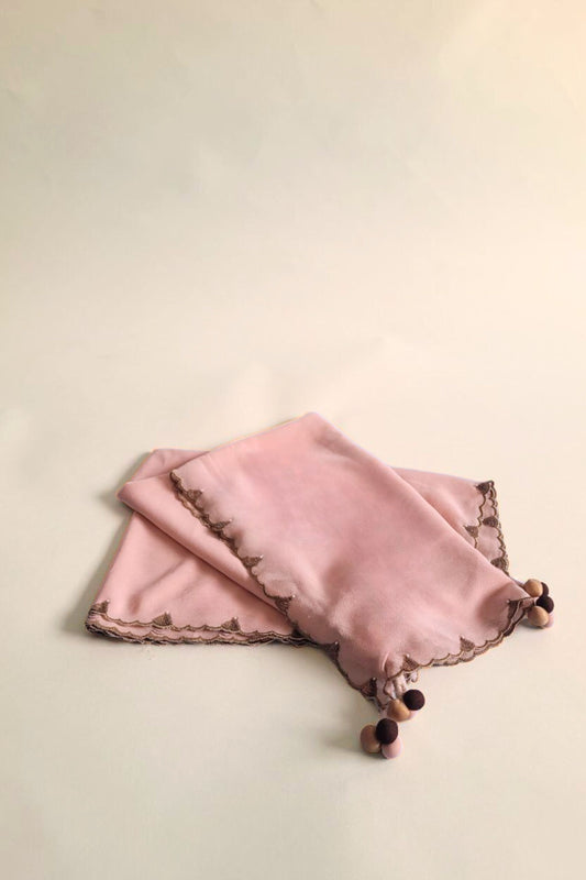 Hand Embroidered Dupatta-Chinh-Peach