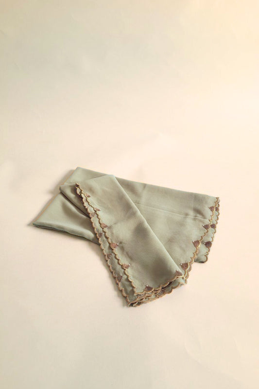 Hand Embroidered Dupatta-Chinh-Pista