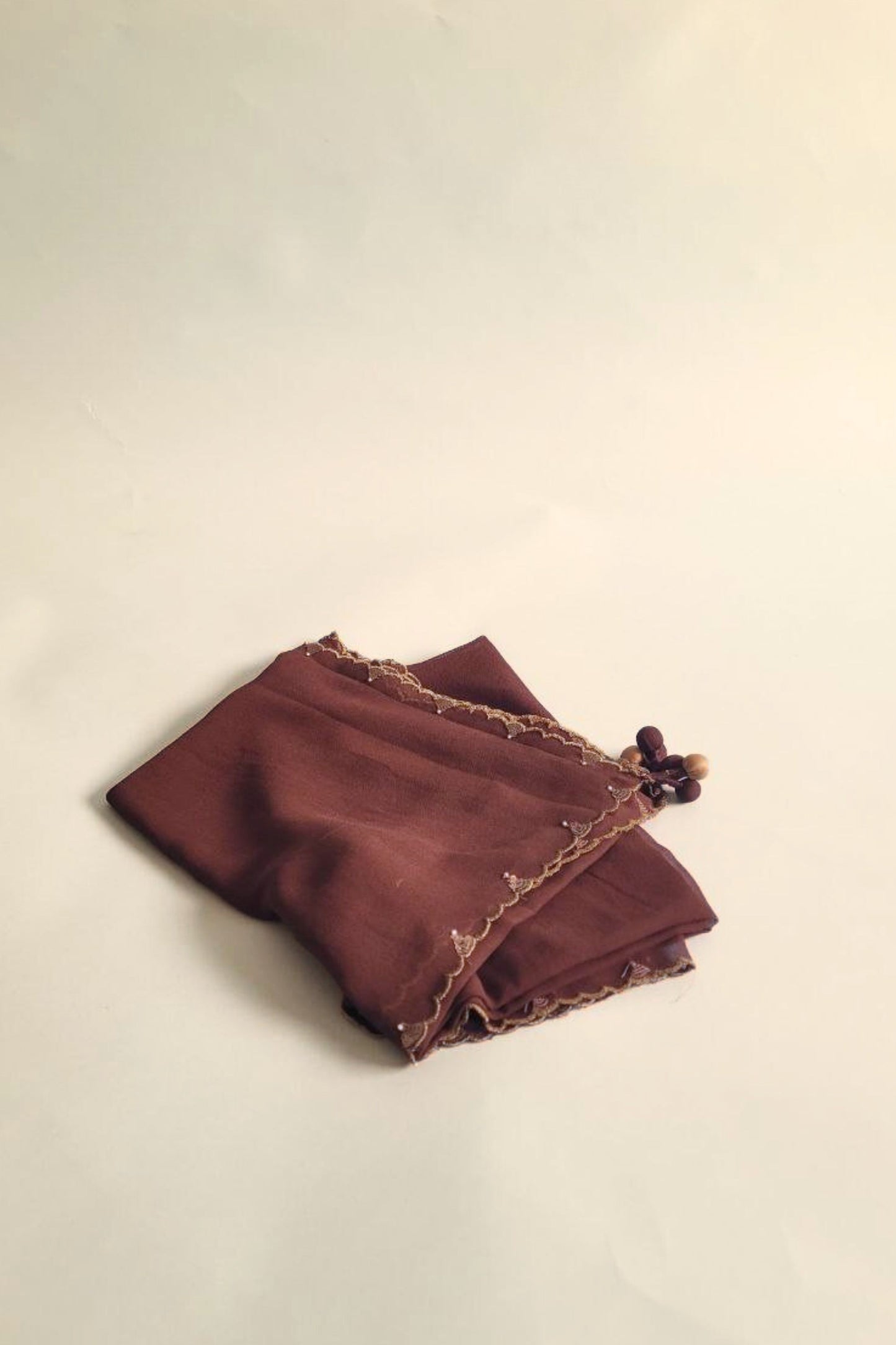 Hand embroidered Dupatta- Chinh-Brown
