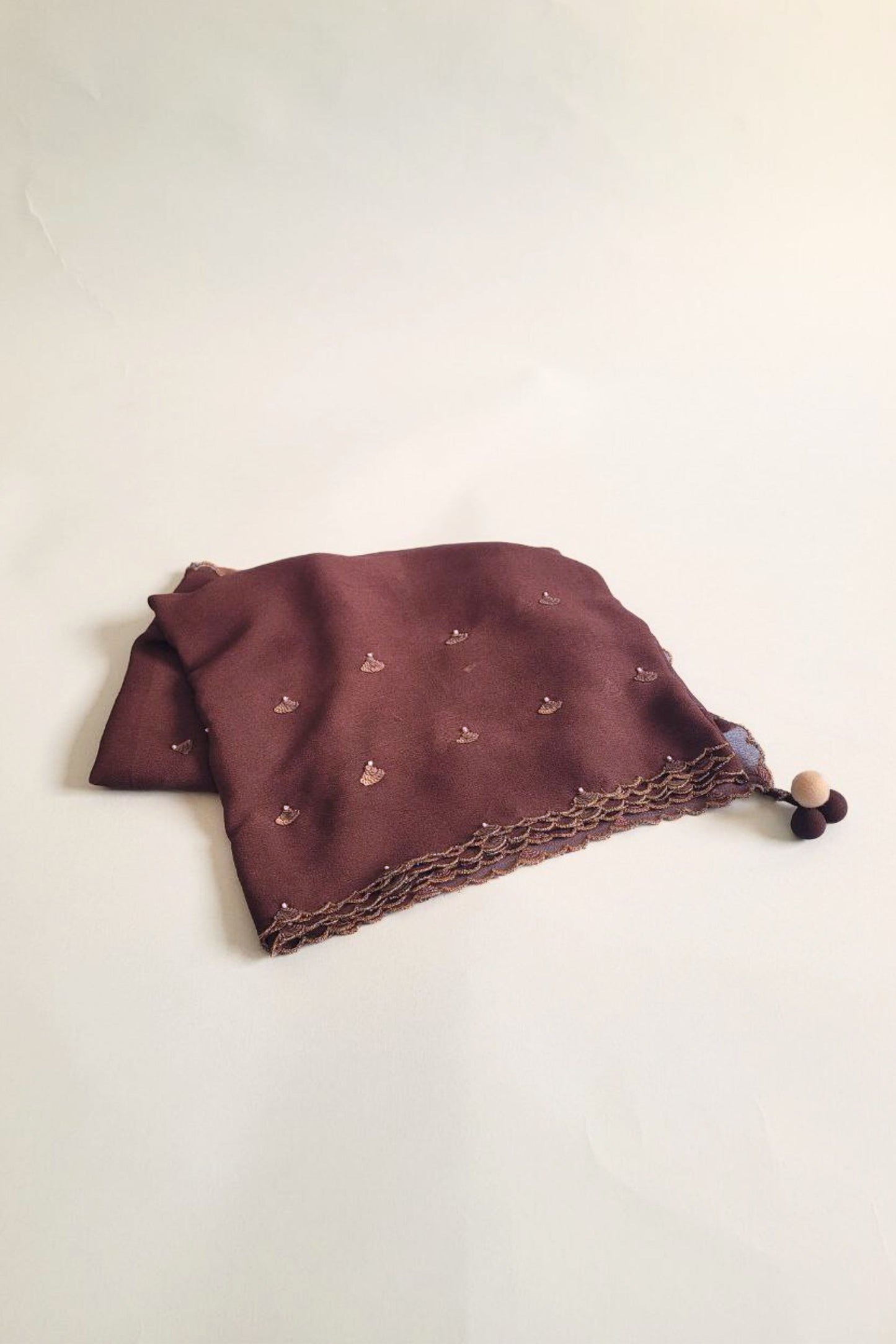 Hand Embroidered dupatta-Bagaan-brown