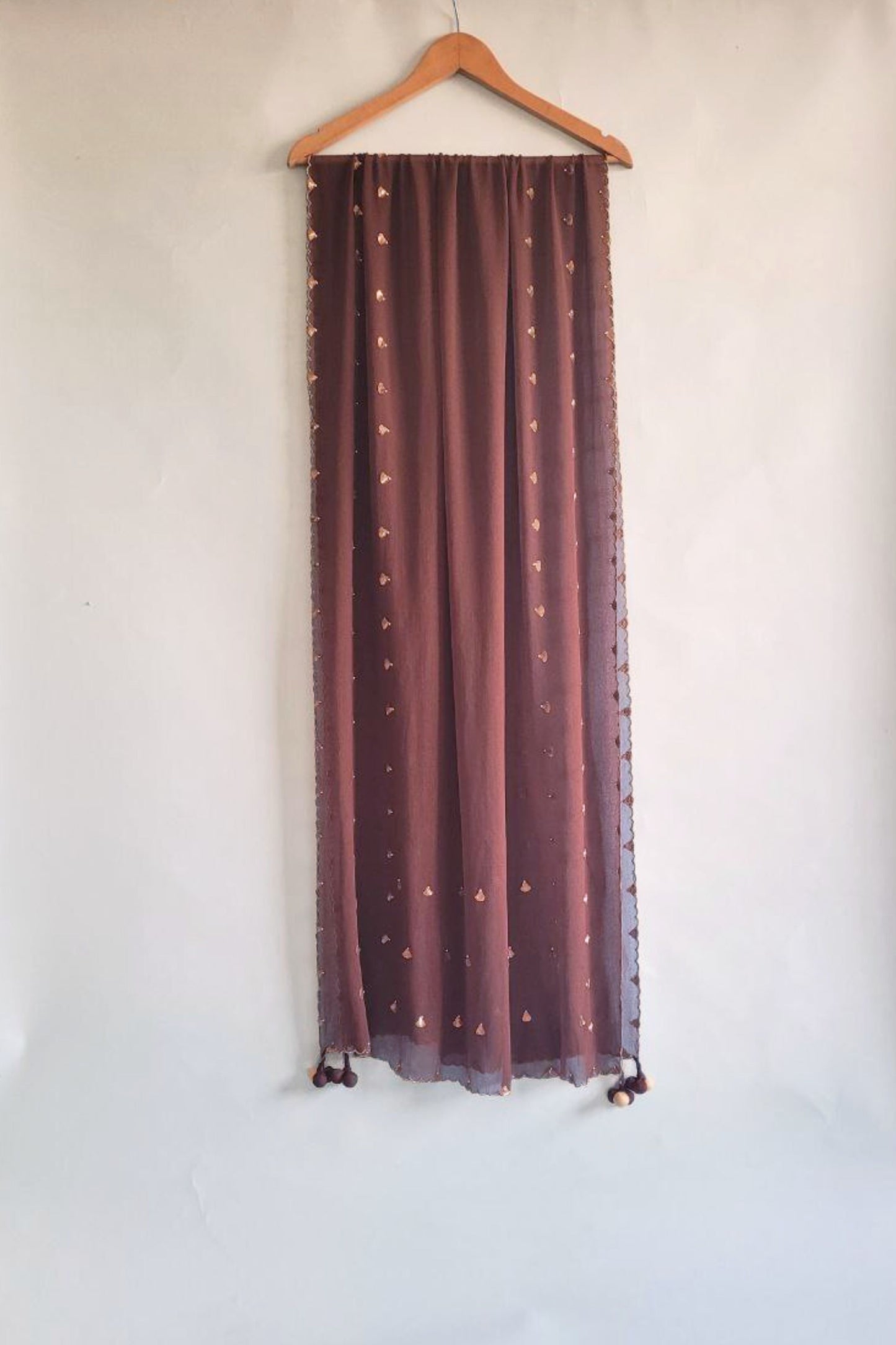 Hand Embroidered dupatta-Bagaan-brown