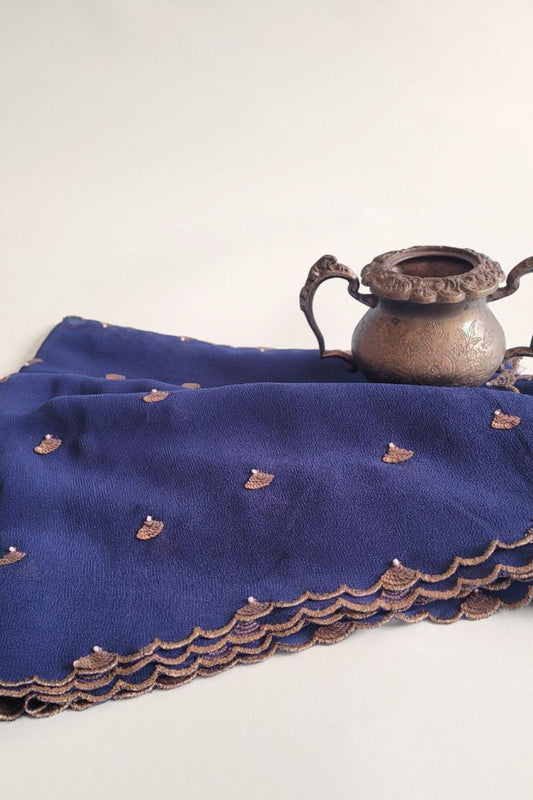 Hand Embroidered Dupatta- Bagaan-Blue