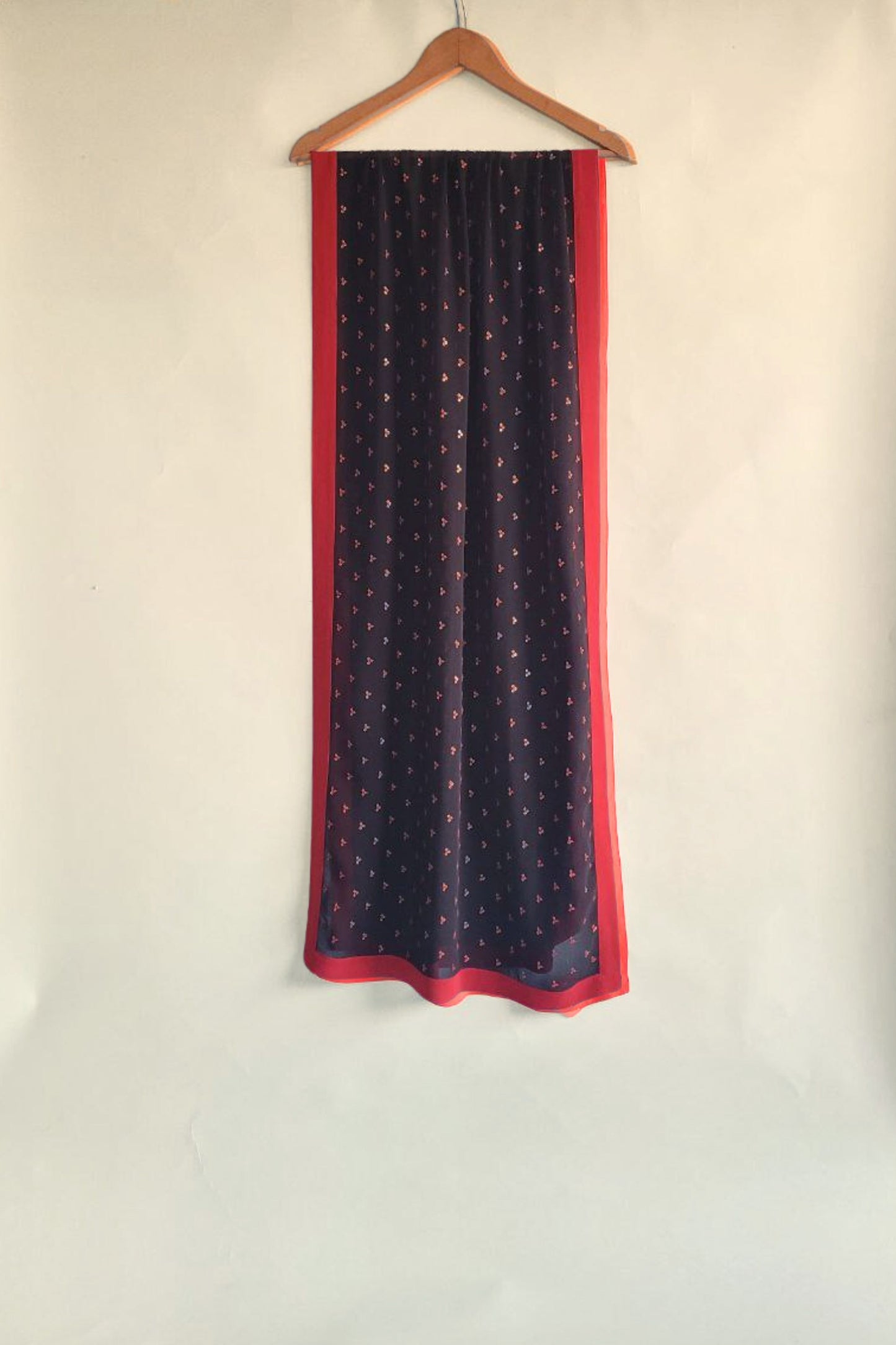 Hand Embroidered Dupatta- Black-Red