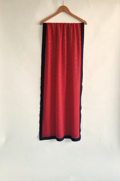 Hand Embroidered Dupatta- Red Black