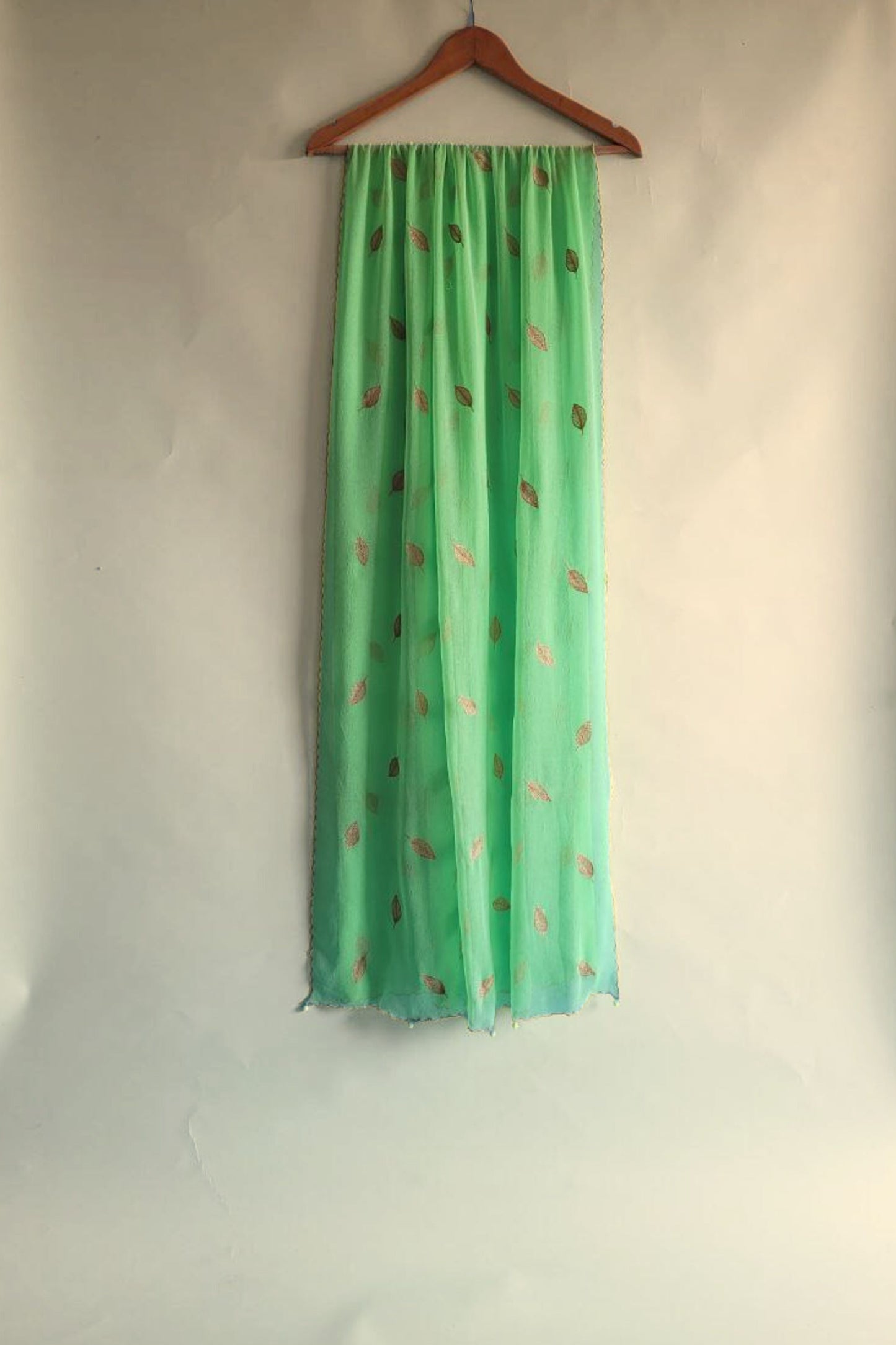 Hand Embroidered Dupatta-Neon Green