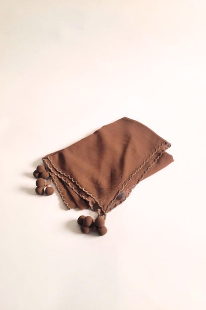 Scallop Dupatta georgette- Brown