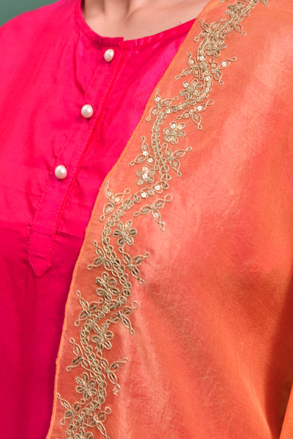 Kusum gulabi with Dupatta