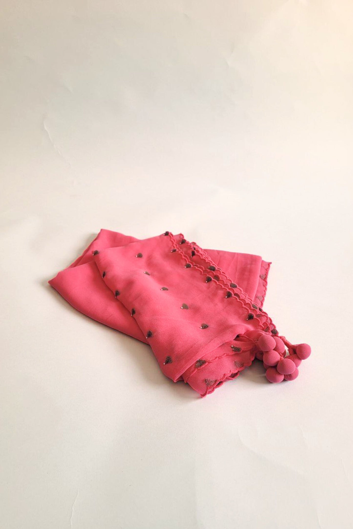 Hand Embroidered Dupatta- Bagaan- Pink