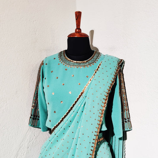 Padma  Sea Green Heavy Saree
