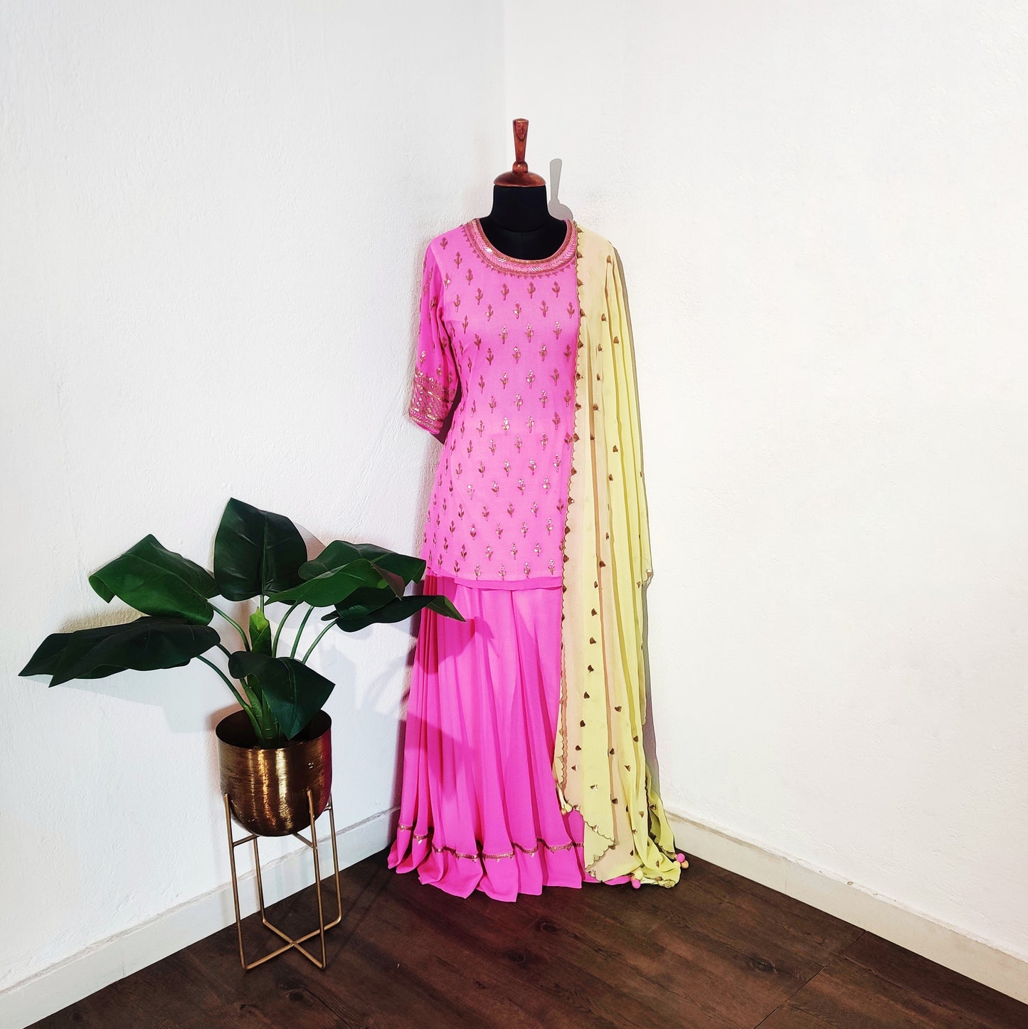 Padmini Pink With Yellow Dupatta